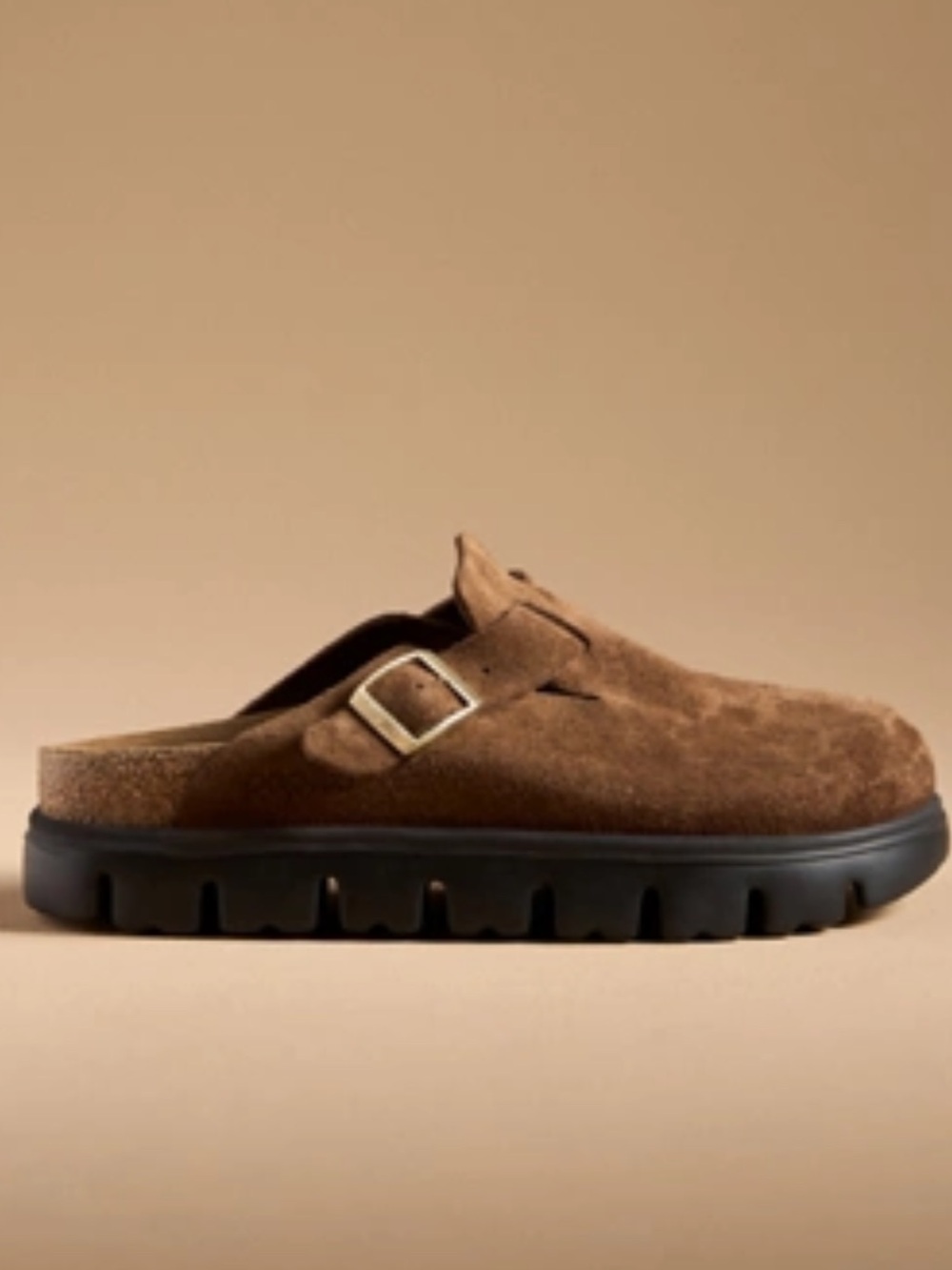 NWT Birkenstock Papillio Boston Pap Chunky Clog Dark Tea Suede | EU 41 / US 10